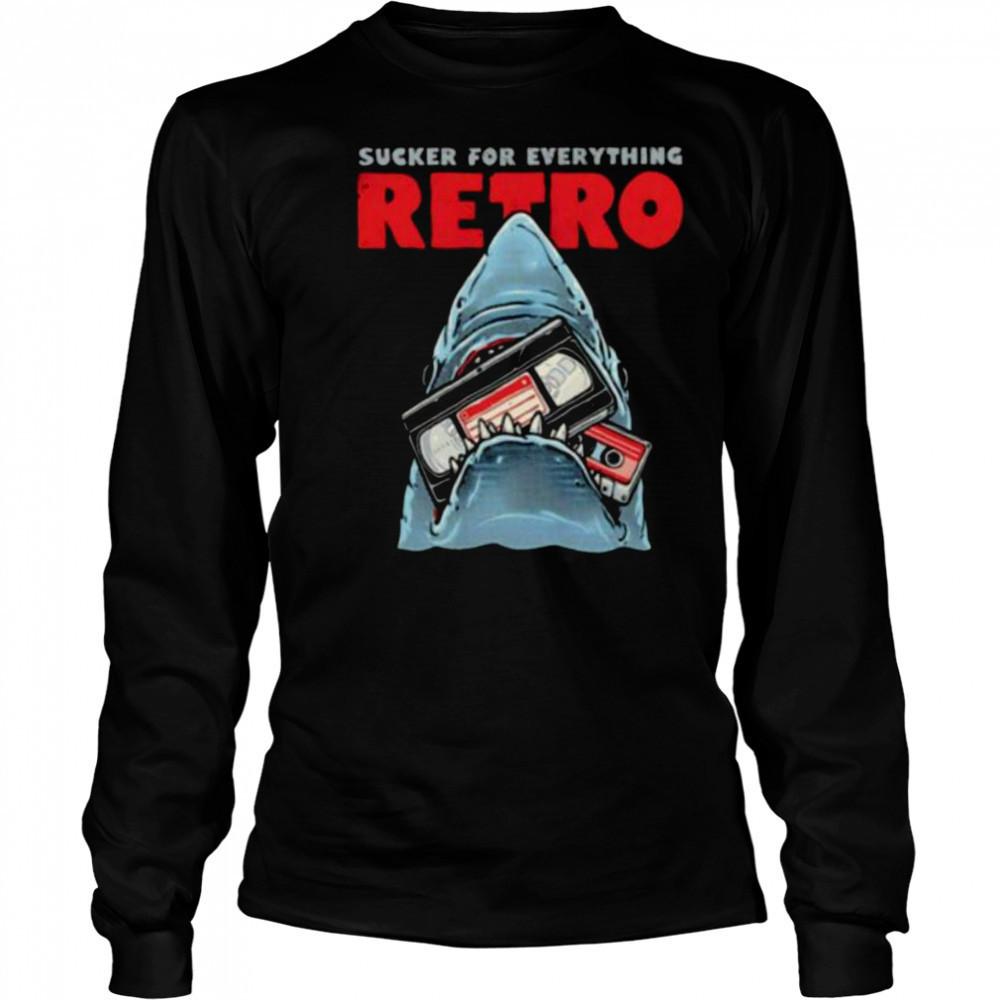 Jaws Shark sucker for everything retro cassette tape shirt Long Sleeved