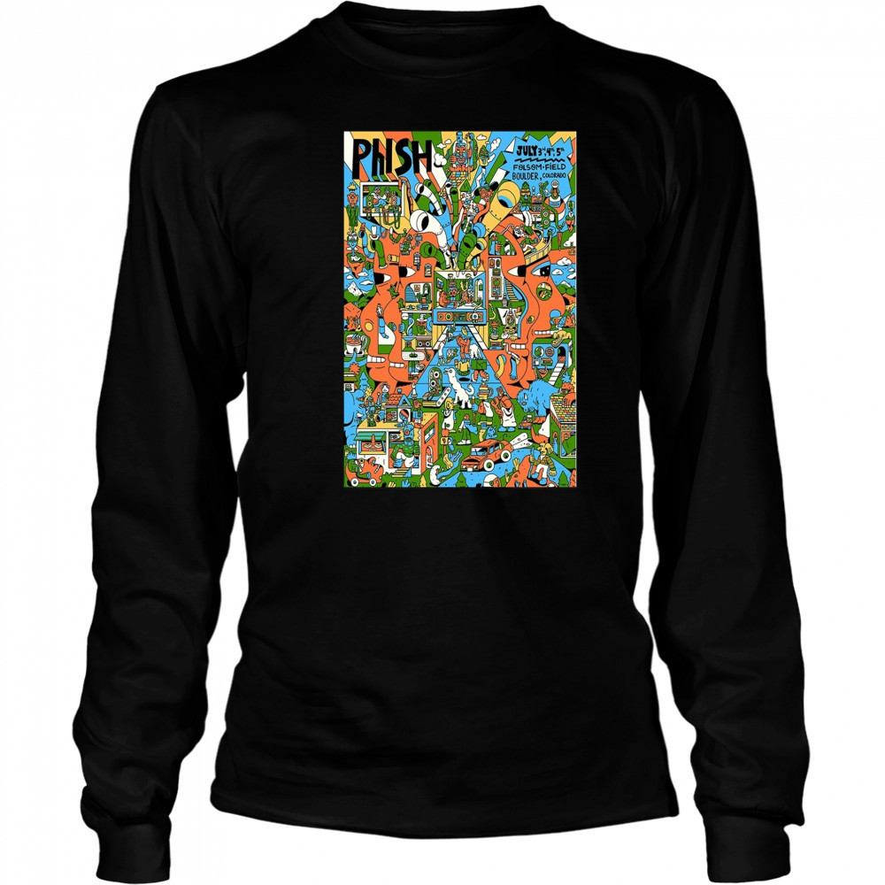Phish On July 3-5 2025 Folsom Field Show Poster T-Shirt Long Sleeved