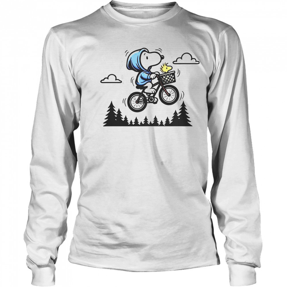 Snoopy Woodstock Fly To The Moon T-Shirt Long Sleeved