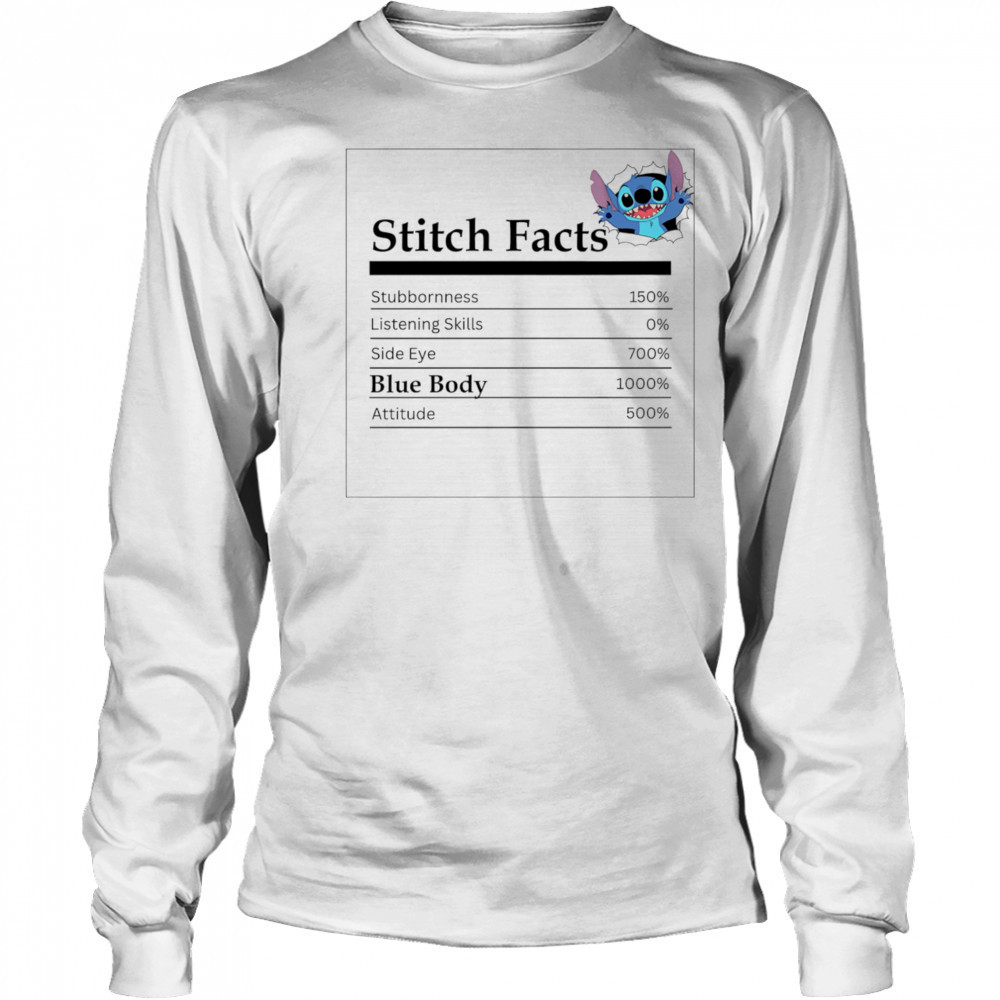 Stitch facts blue body shirt Long Sleeved