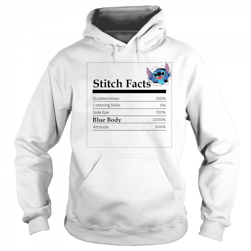 Stitch facts blue body shirt Hoodie