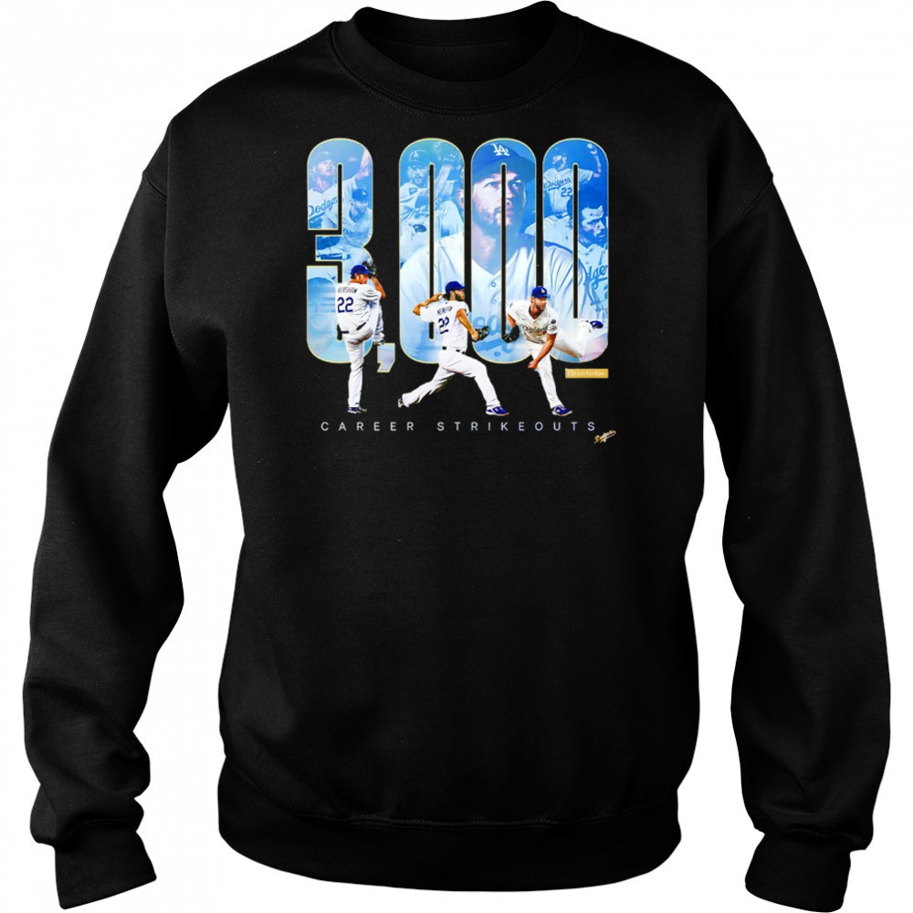 Clayton Kershaw Los Angeles Dodgers 3000 Career Strikeouts shirt Sweatshirt