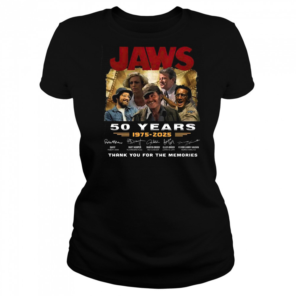 Jaws 50 Years 1975-2025 Thank You For The Memories Signature T-Shirt Women's T-shirt