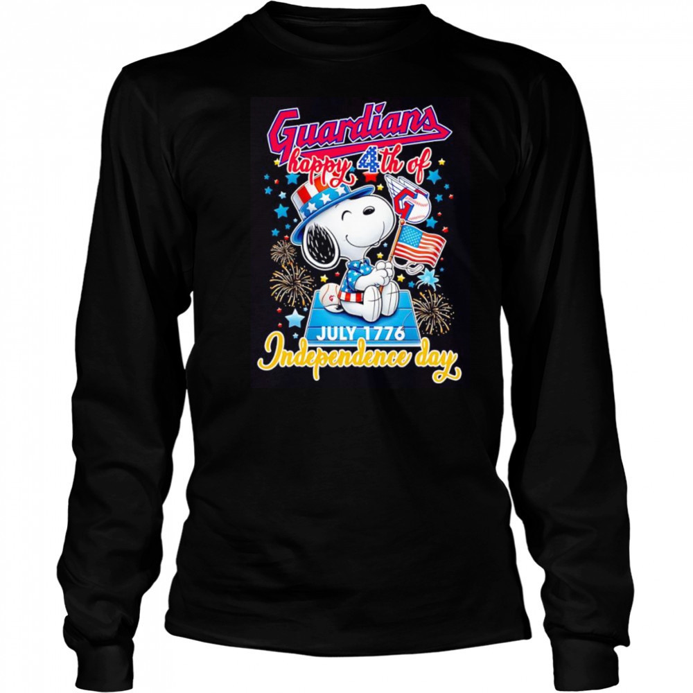 Snoopy Cleveland Guardians Happy 4th of July 1776 Independence day shirt Long Sleeved