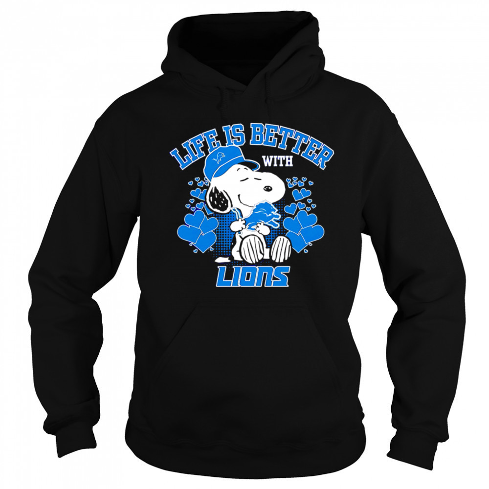 Snoopy Life is better with Detroit Lions shirt Hoodie