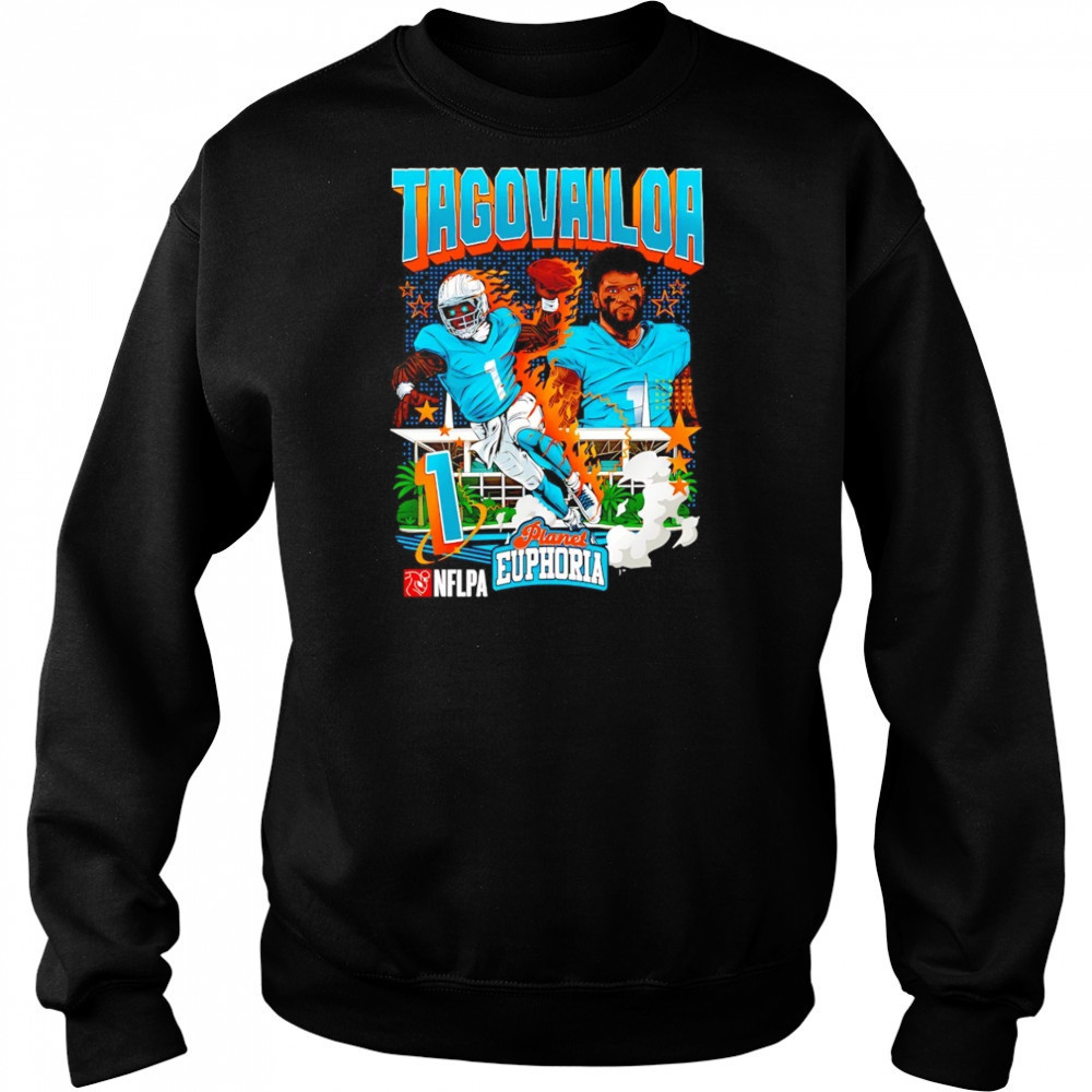 Tua Tagovailoa #1 Miami Dolphins Football flames comic shirt Sweatshirt
