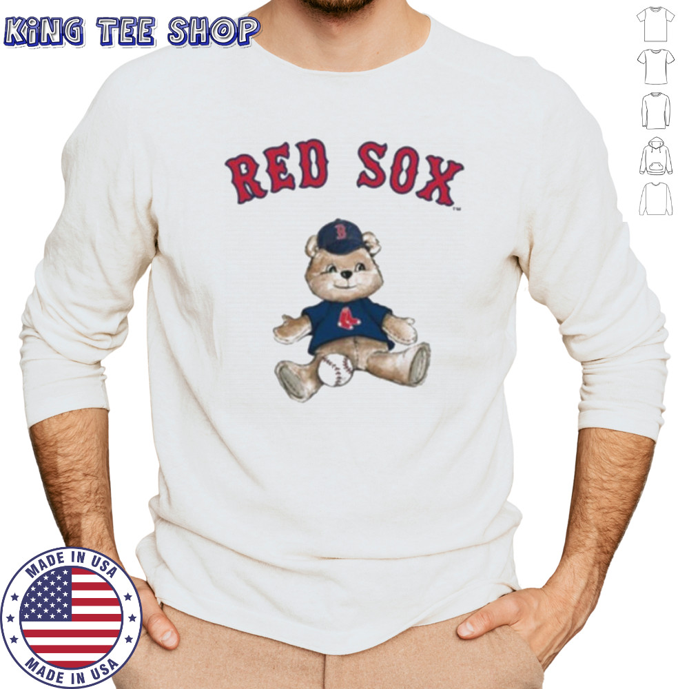 Tiny Turnip Teddy Bear X Boston Red Sox Baseball T shirt Long Sleeved
