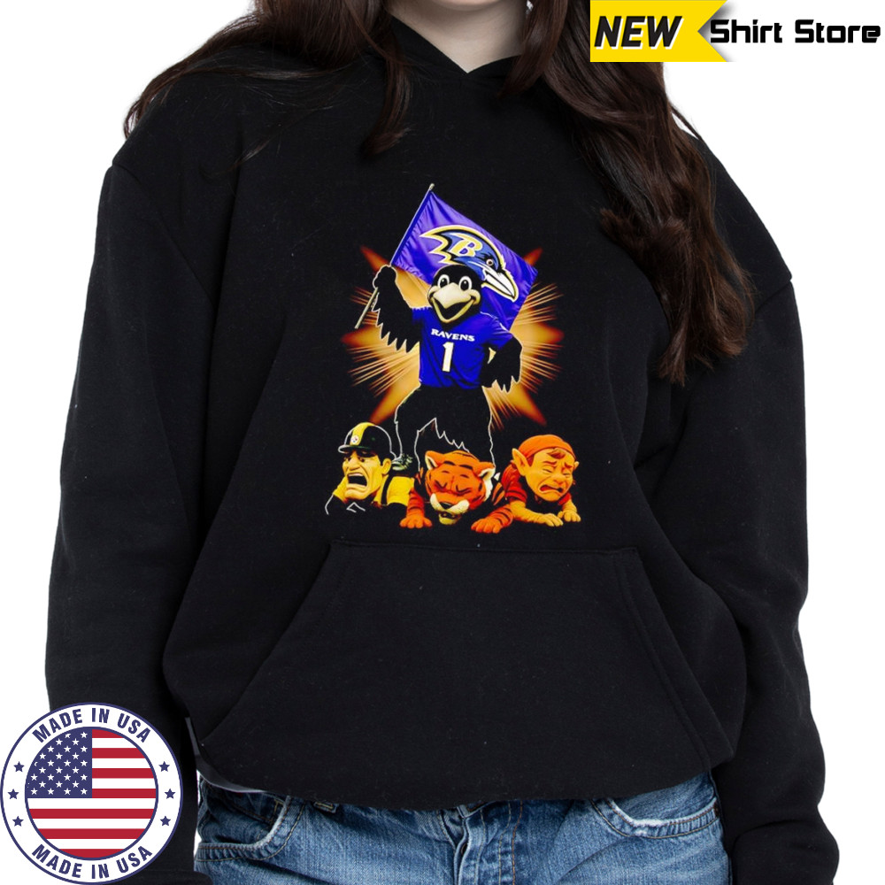 Baltimore Ravens mascot standing with flag shirt Hoodie