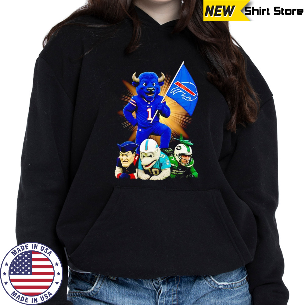 Buffalo Bills mascot standing with flag shirt Hoodie