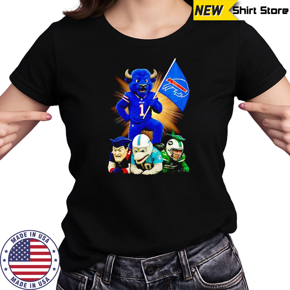 Buffalo Bills mascot standing with flag shirt Women's T-shirt