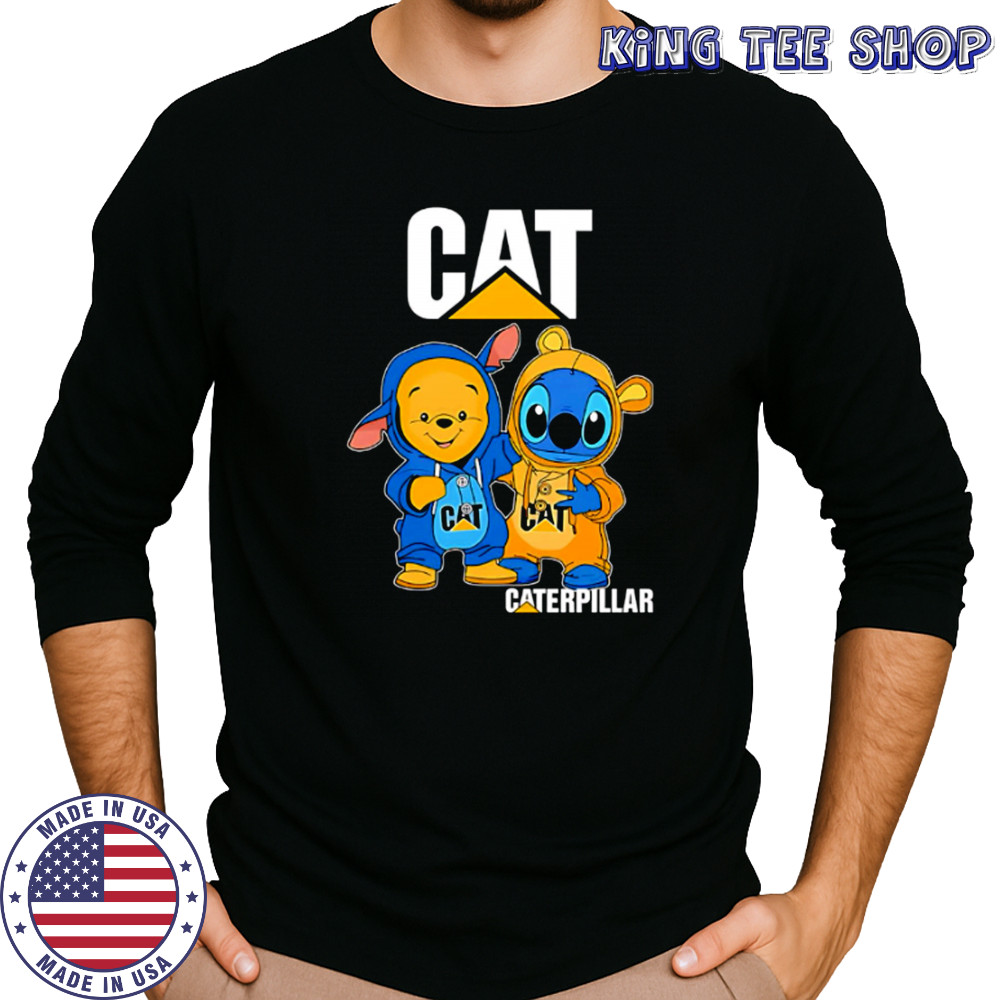 Cat caterpillar pooh and stitch friends shirt Long Sleeved