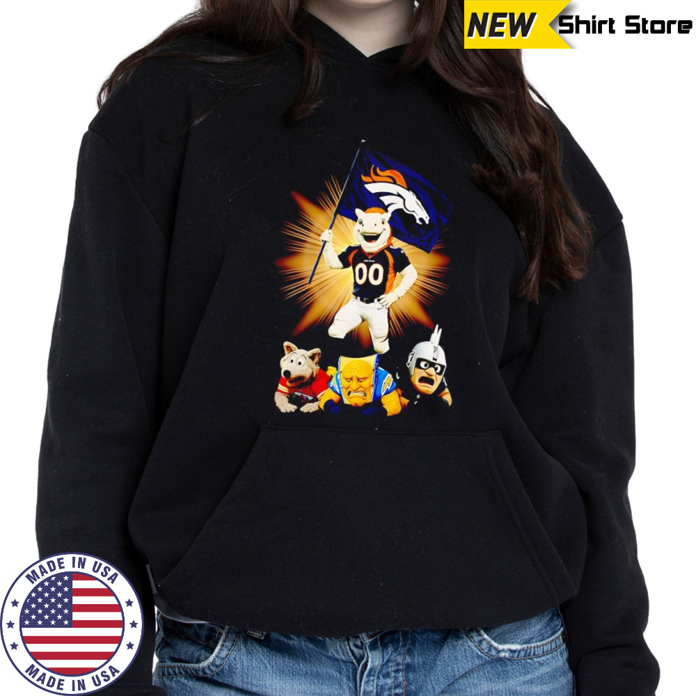 Denver Broncos mascot standing with flag shirt Hoodie