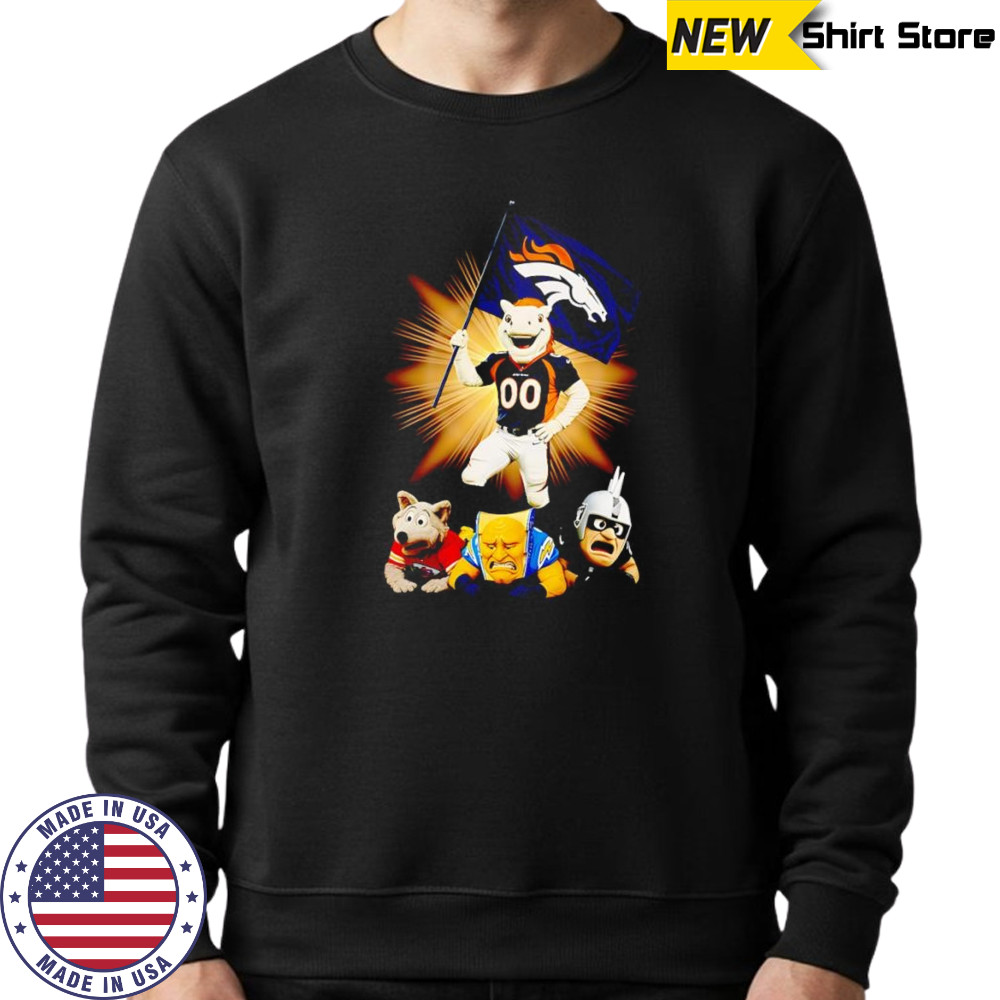 Denver Broncos mascot standing with flag shirt Sweatshirt