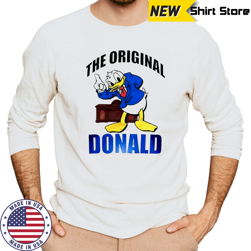 Donald Duck Beige Disney The Original Donald cartoon shirt Long Sleeved