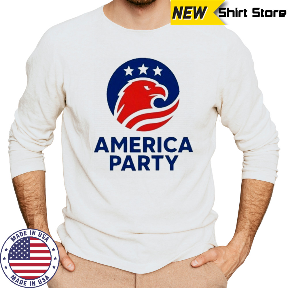 Elon Musk America Party Flag T-Shirt Long Sleeved