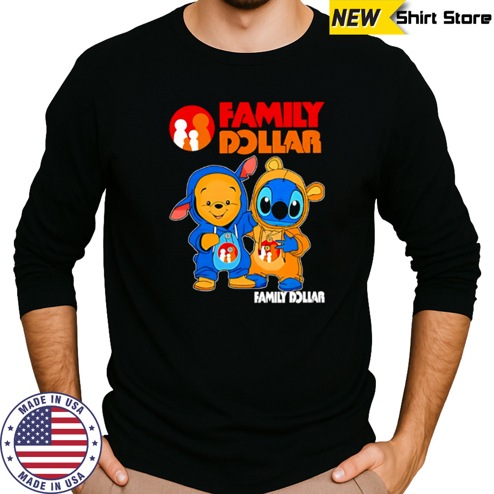 Family dollar pooh and stitch friends shirt Long Sleeved