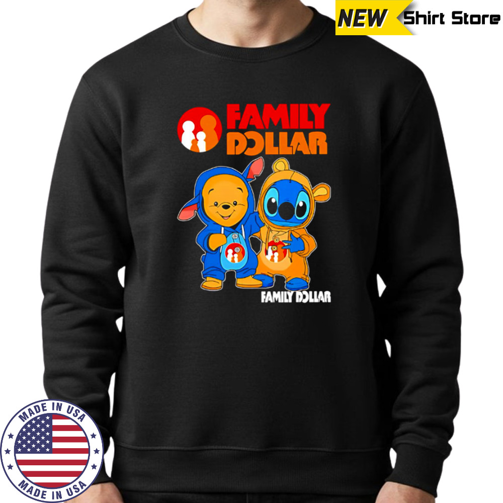 Family dollar pooh and stitch friends shirt Sweatshirt