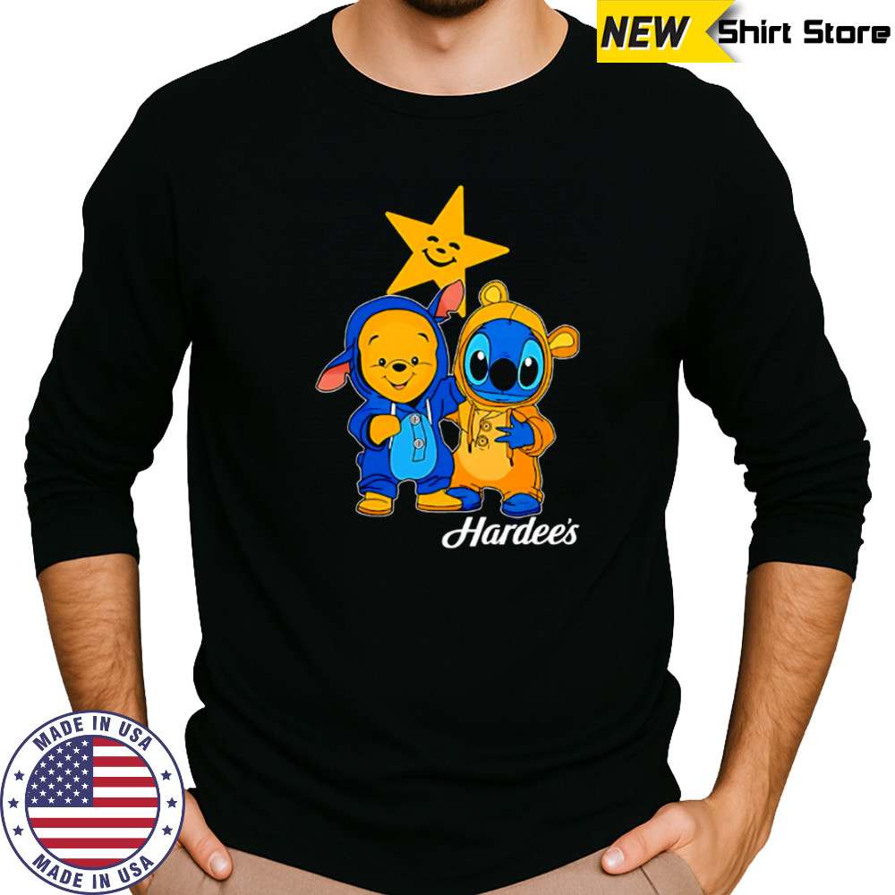 Hardee’s pooh and stitch friends shirt Long Sleeved
