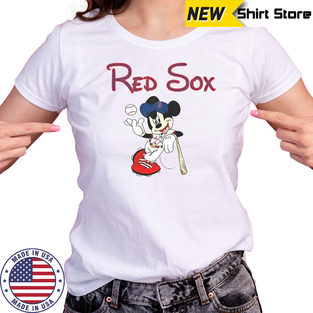 Mickey Boston Sox Red Baseball T-Shirt Women's T-shirt