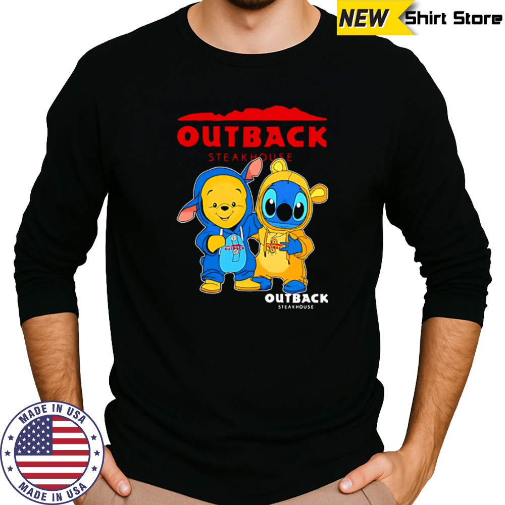 Outback steakhouse pooh and stitch friends shirt Long Sleeved