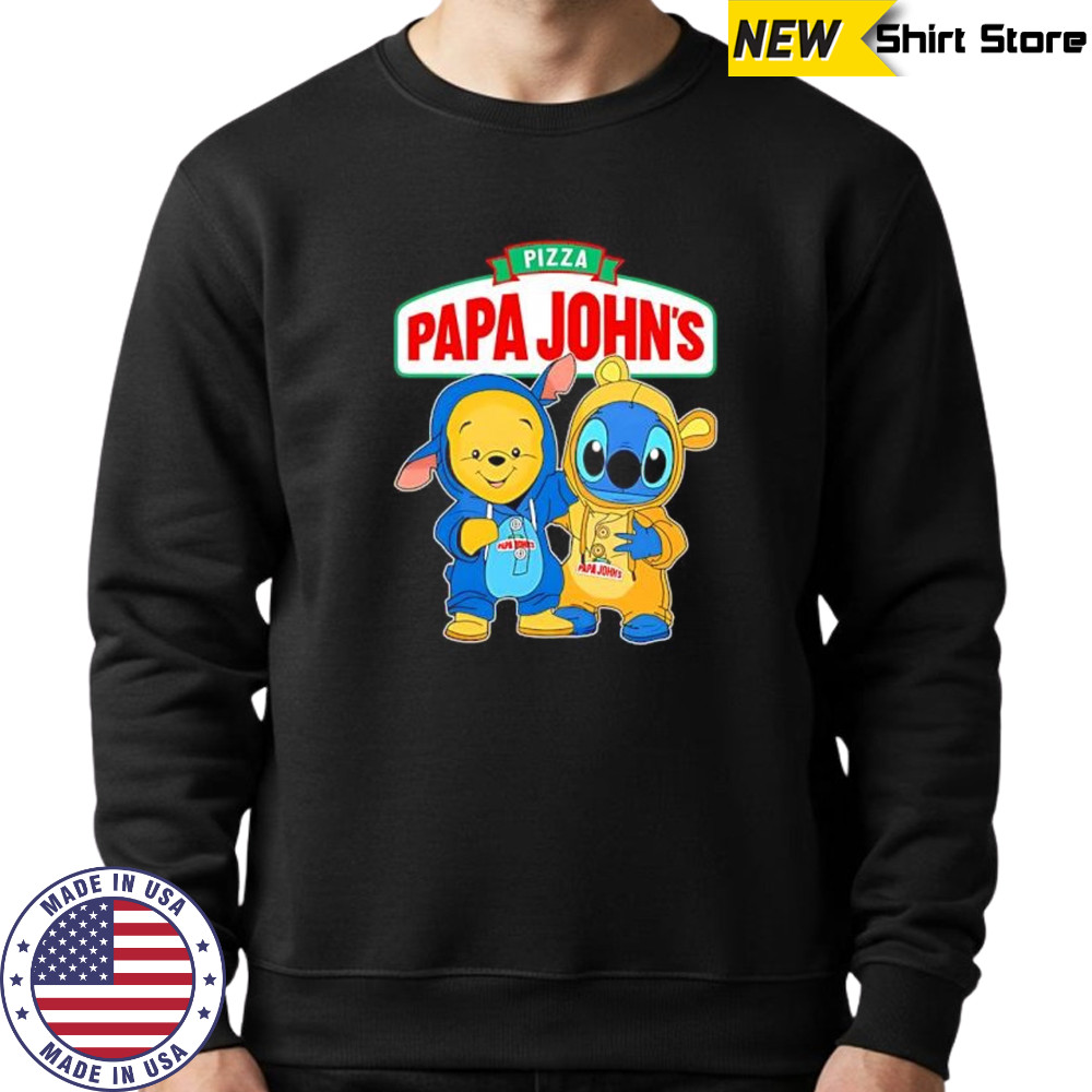 Papa john’s pooh and stitch friends shirt Sweatshirt