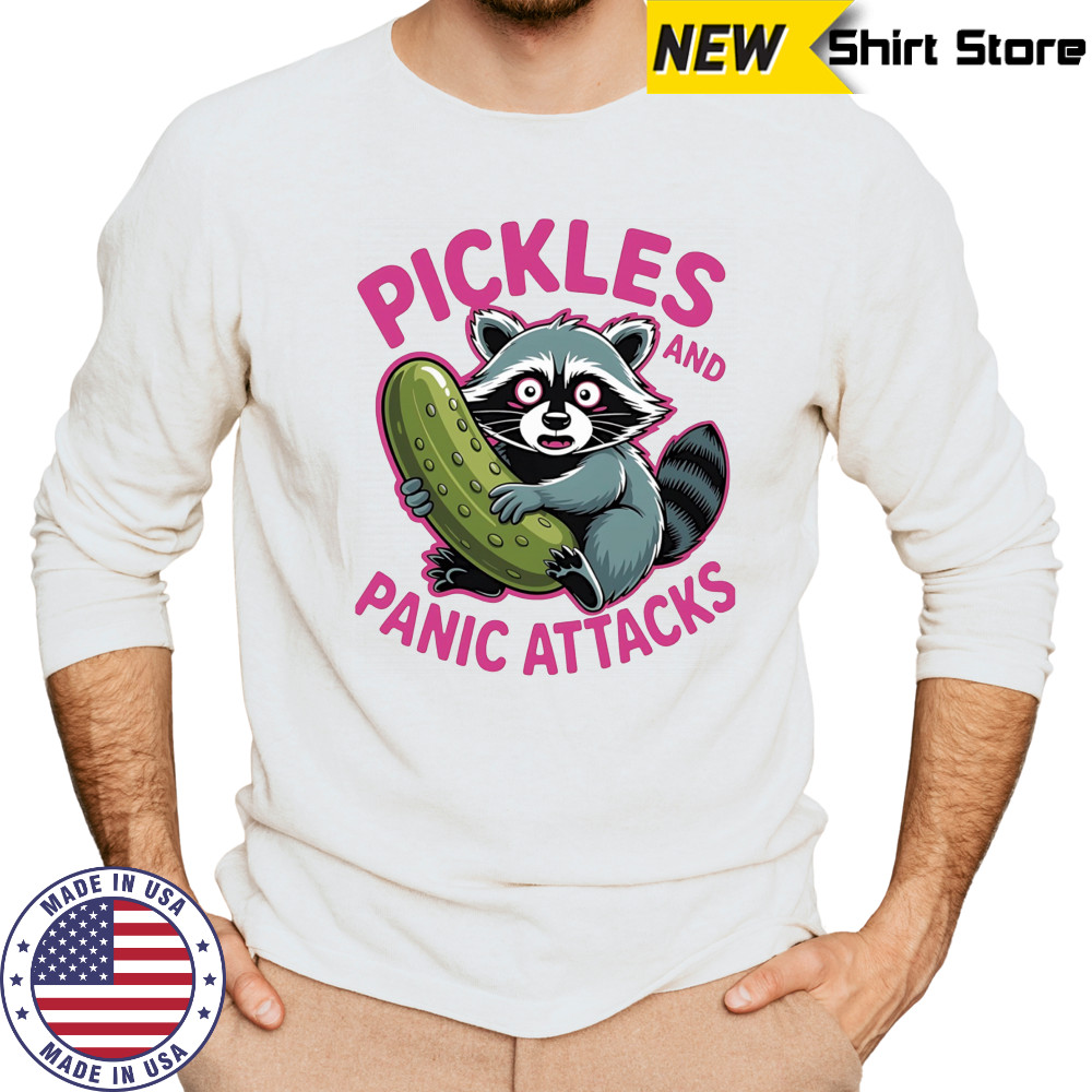 Raccoon with Pickles and panic attacks shirt Long Sleeved