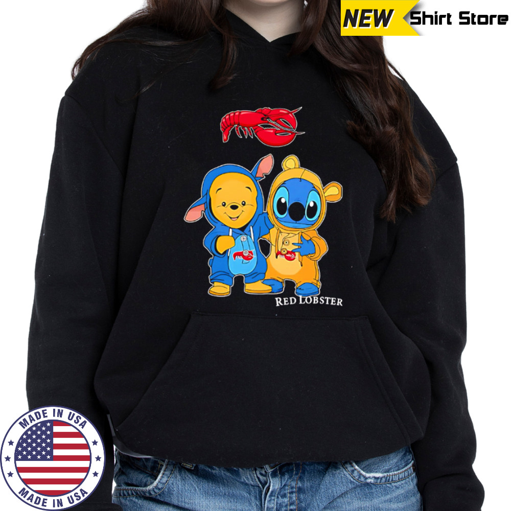 Red lobster pooh and stitch friends shirt Hoodie