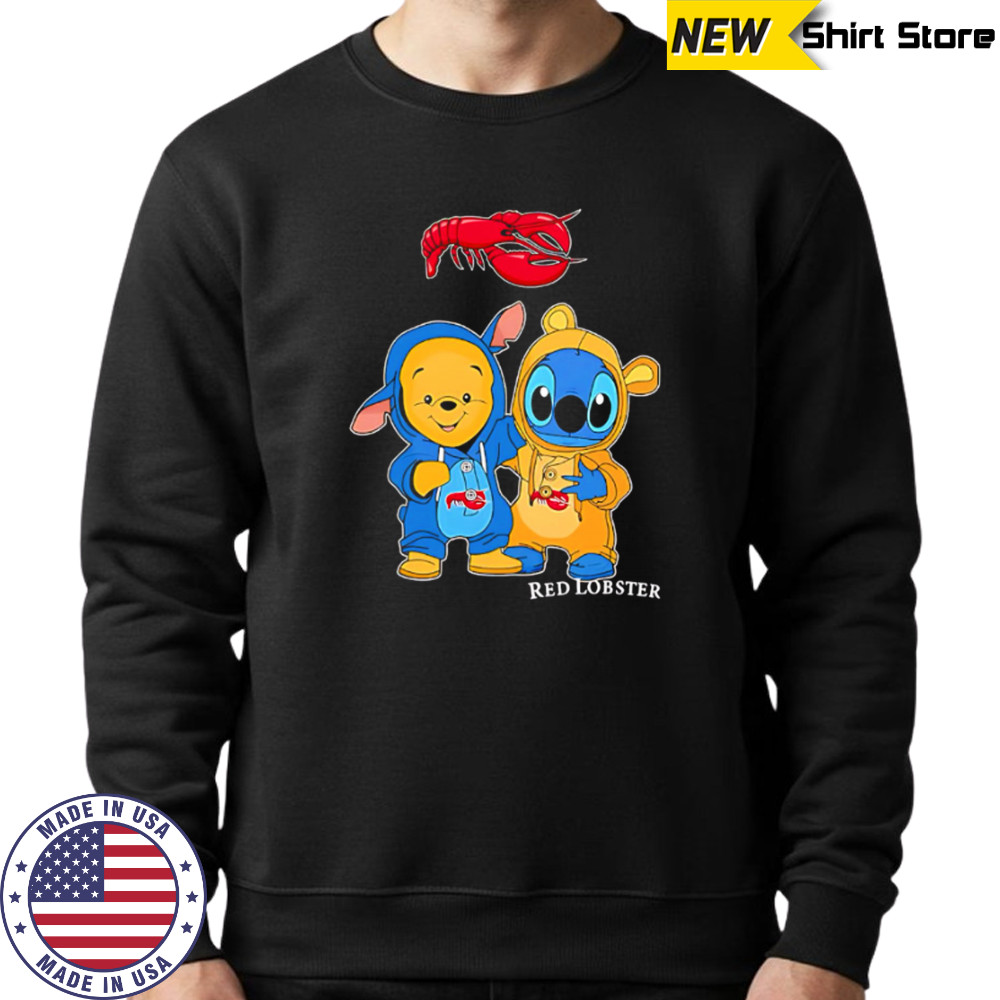 Red lobster pooh and stitch friends shirt Sweatshirt
