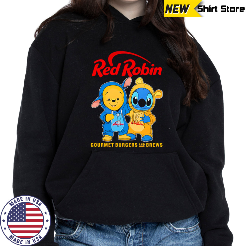 Red robin pooh and stitch friends shirt Hoodie