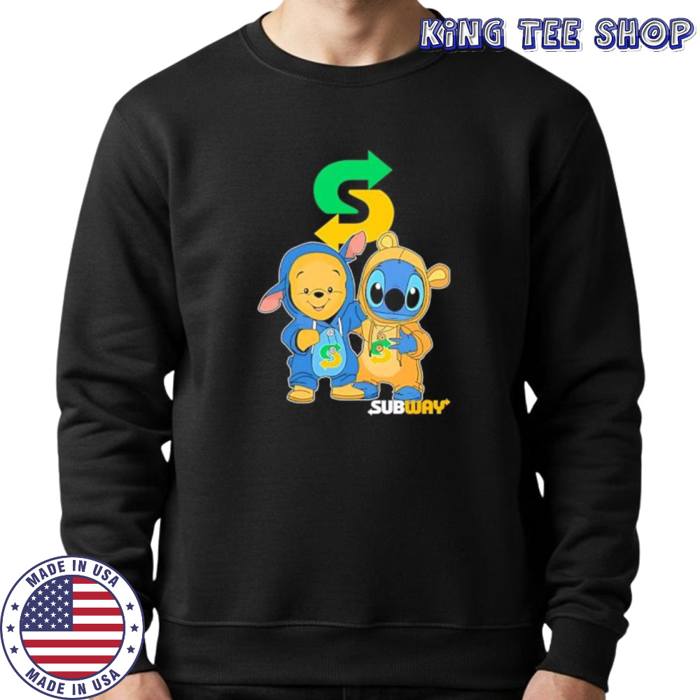 Subway pooh and stitch friends shirt Sweatshirt