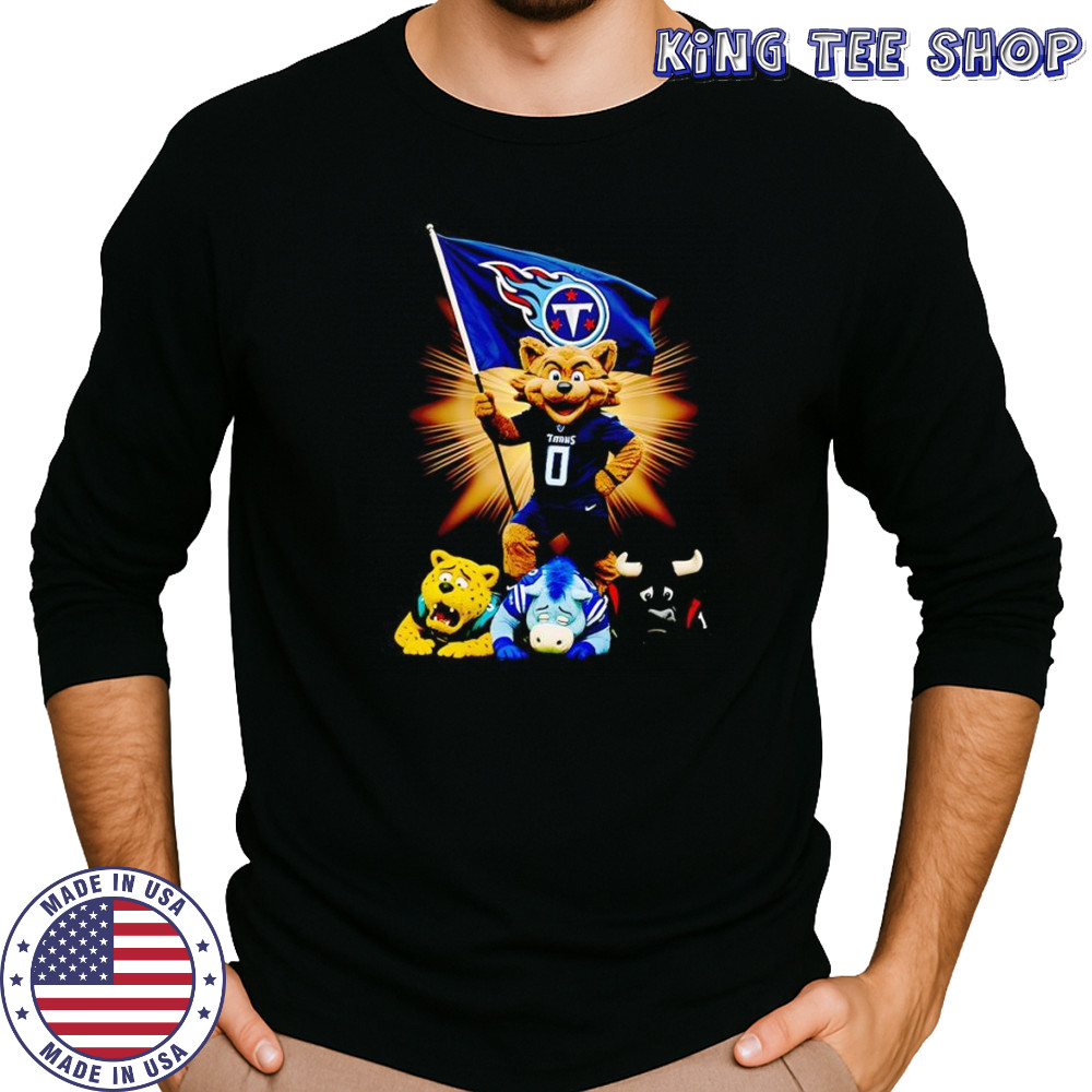 Tennessee Titans mascot standing with flag shirt Long Sleeved