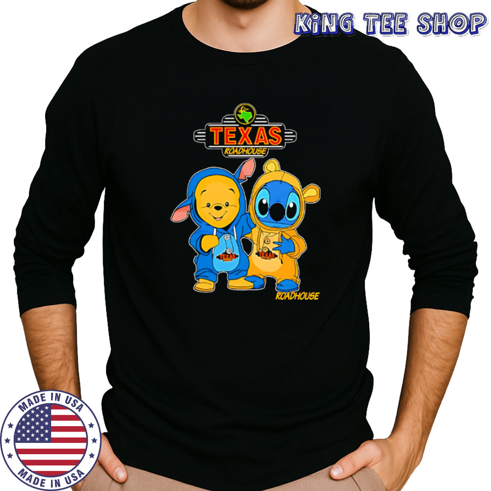 Texas roadhouse pooh and stitch friends shirt Long Sleeved