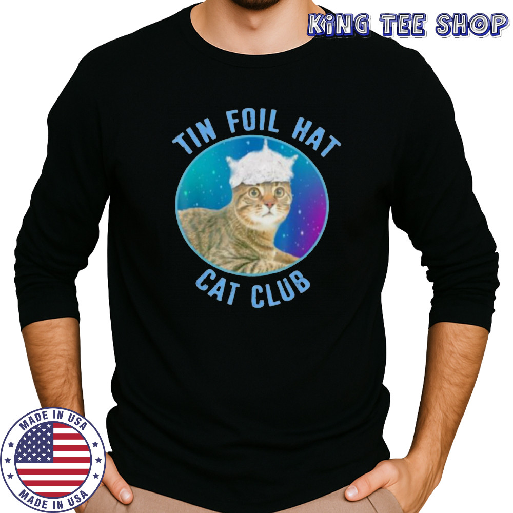 Tin foil hat cat club shirt Long Sleeved