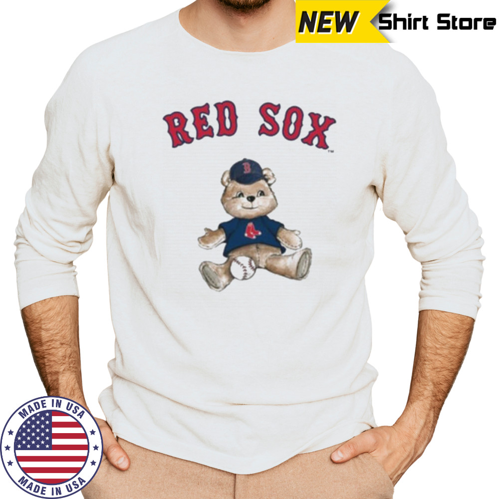 Tiny Turnip Teddy Bear X Boston Red Sox Baseball T shirt Long Sleeved