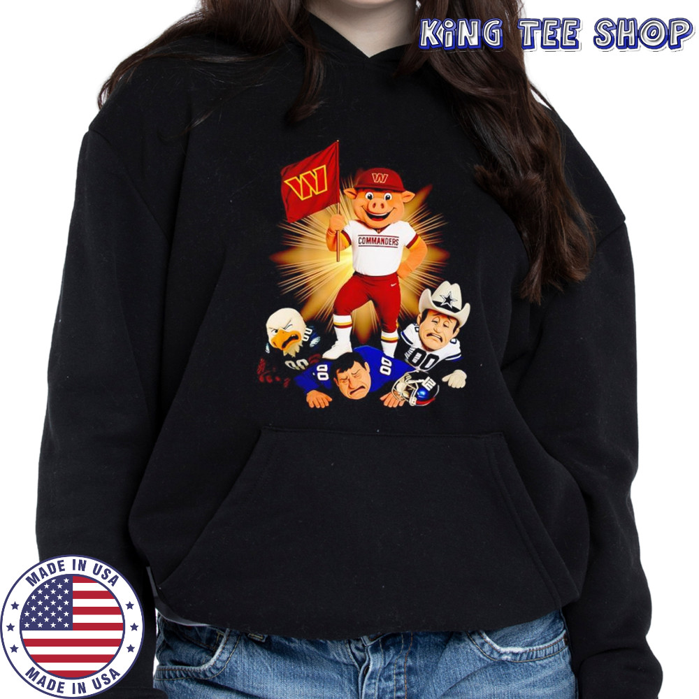 Washington Commanders mascot standing with flag shirt Hoodie