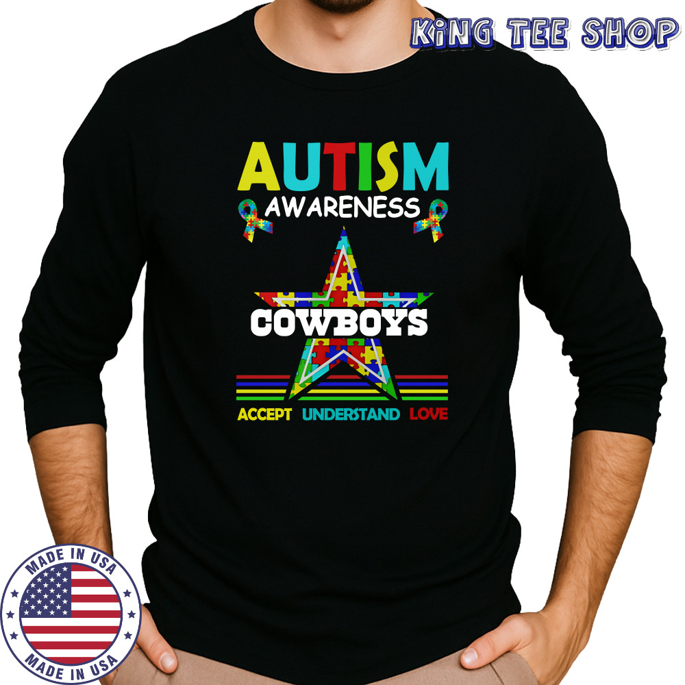 Autism awareness Dallas Cowboys accept understand love shirt Long Sleeved