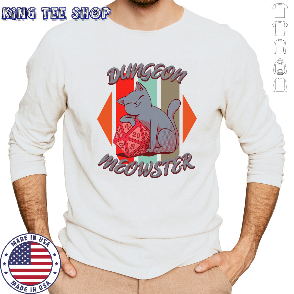 Dungeon Meowster board game dice cat T Shirt Long Sleeved