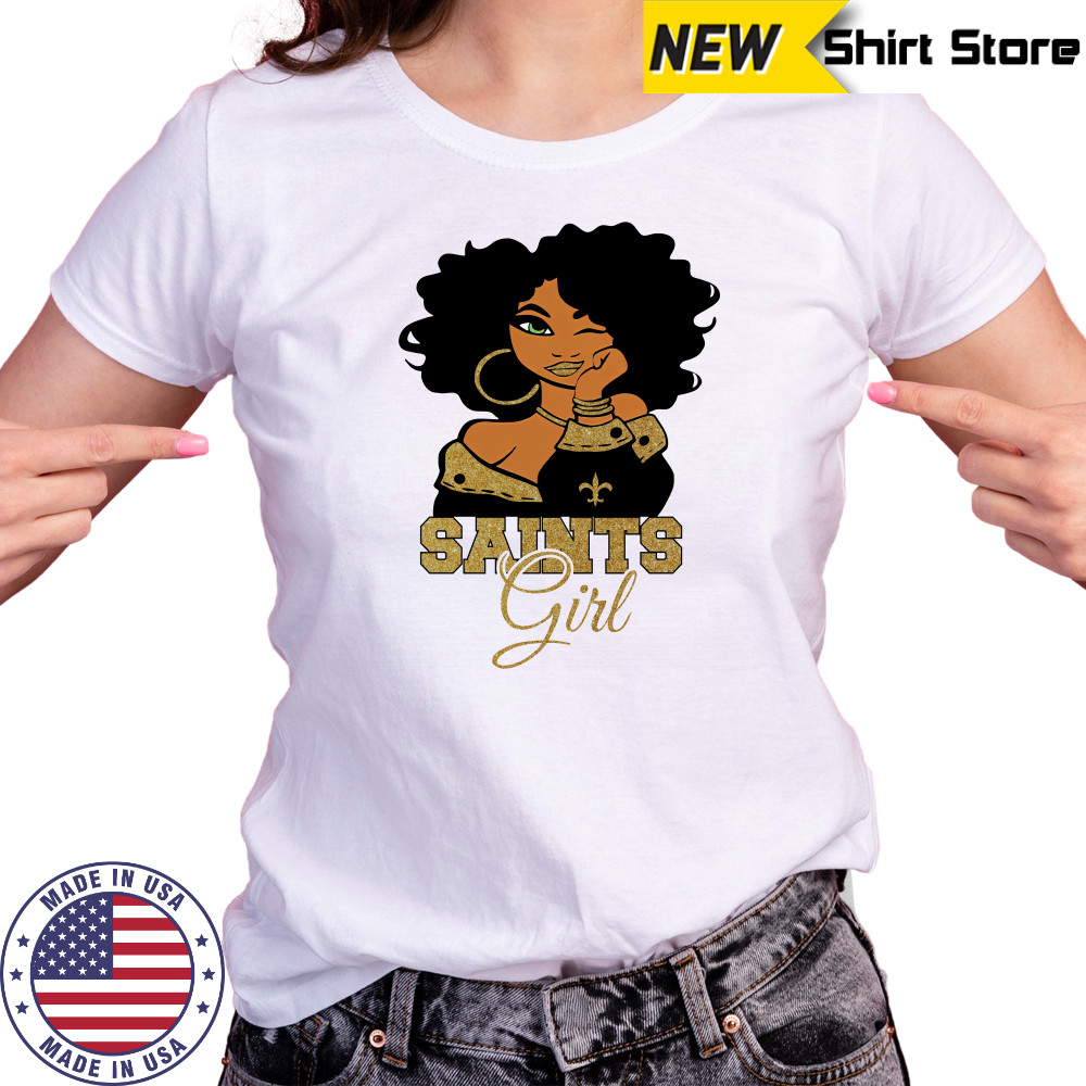 New Orleans Saints Football Black Girl T-Shirt Ladies T-shirt