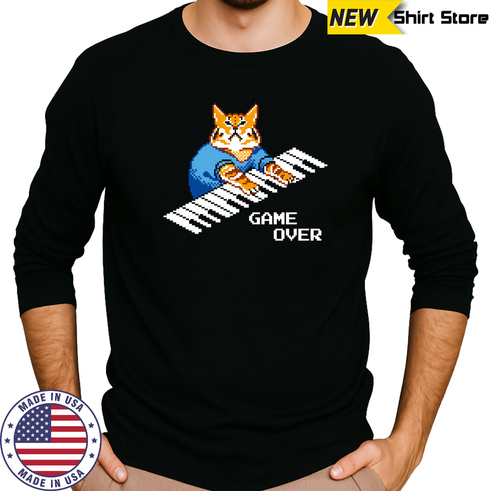 Roy It Crowd Game Over Cat Keyboard T-Shirt Long Sleeved