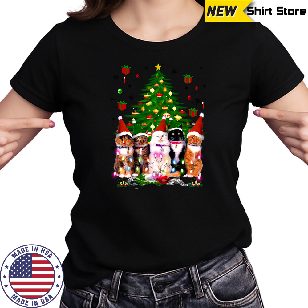 Santa Cats light 2022 Christmas tree shirt Women's T-shirt