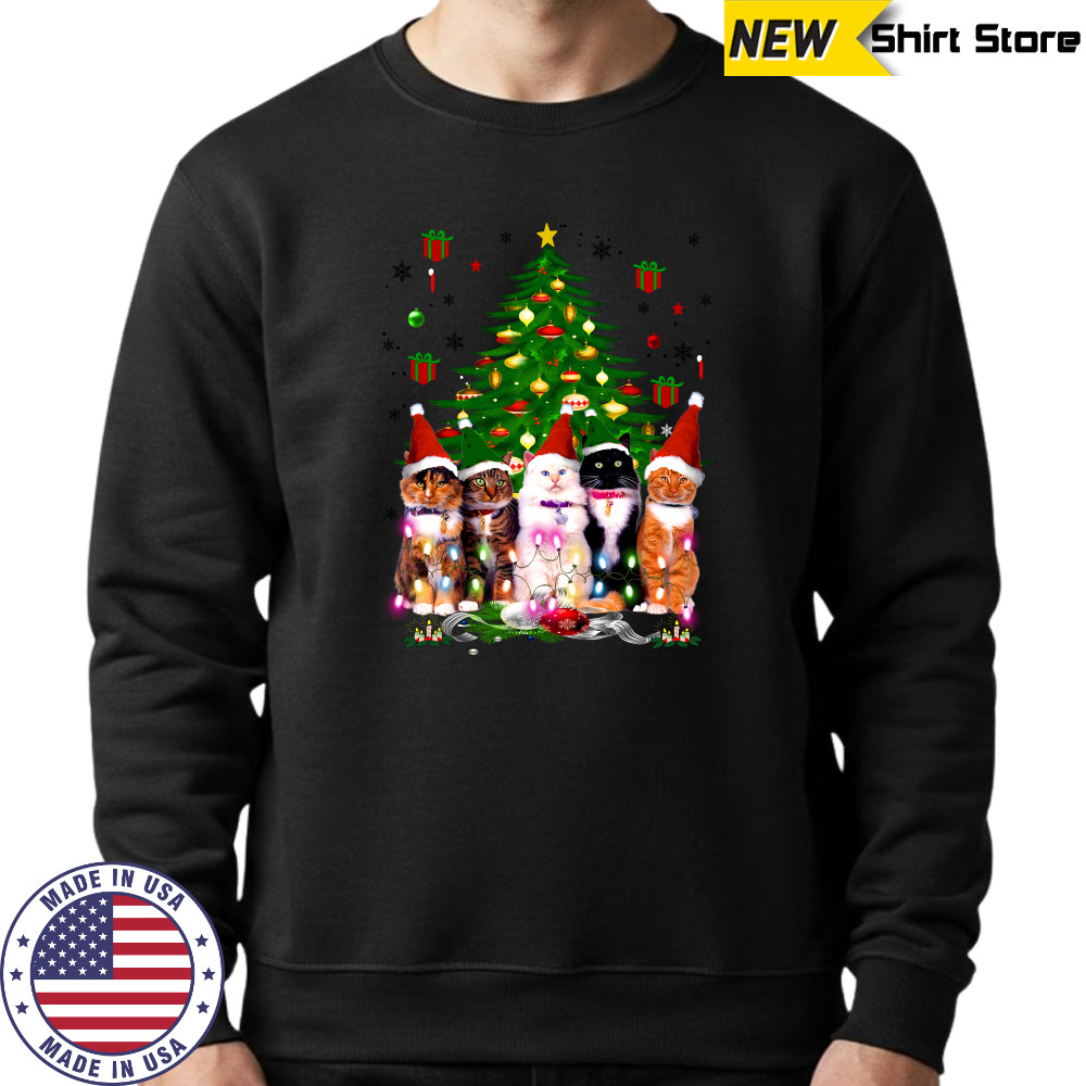 Santa Cats light 2022 Christmas tree shirt Sweatshirt