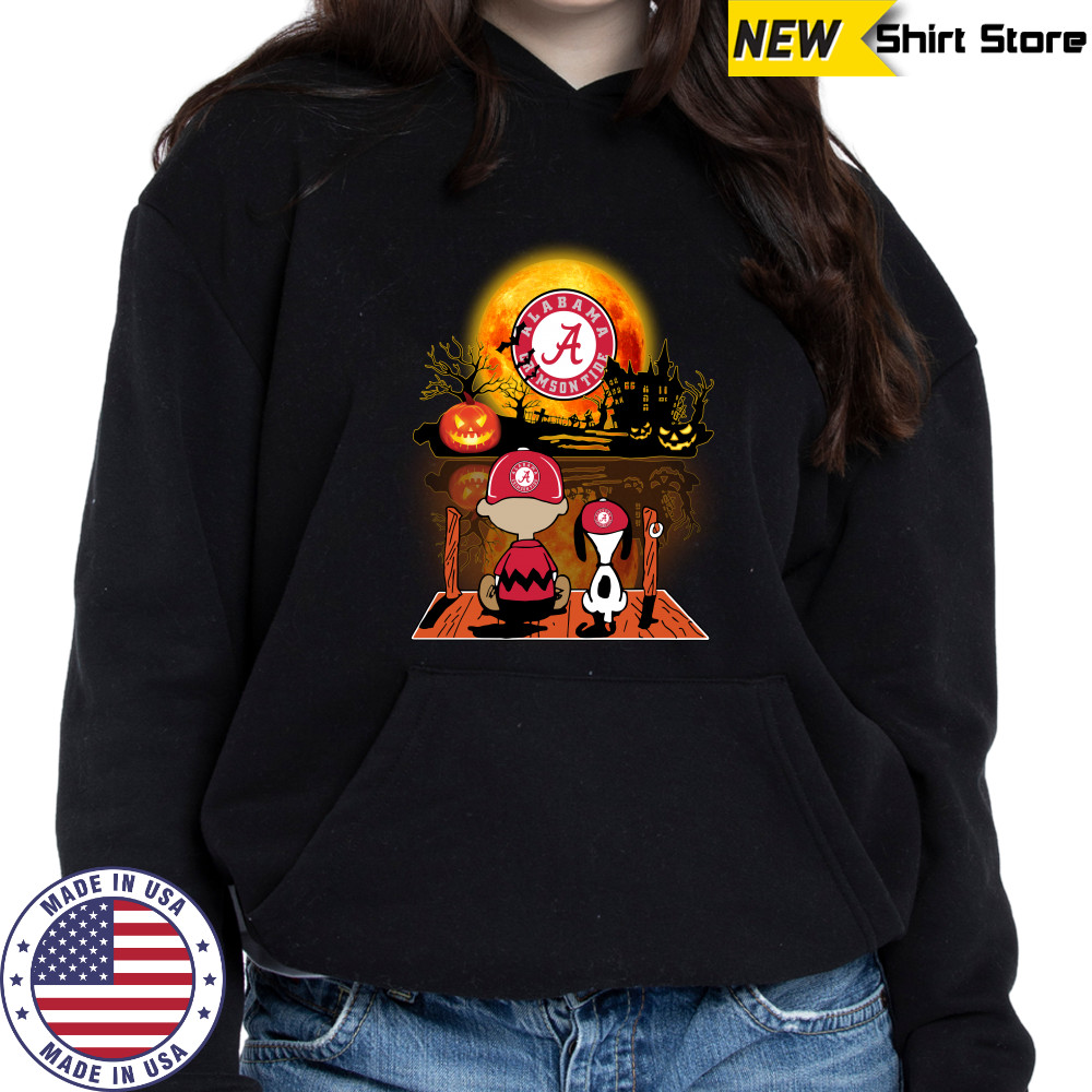 Snoopy and Charlie Brown Pumpkin Alabama Crimson Tide Halloween Moon shirt Hoodie