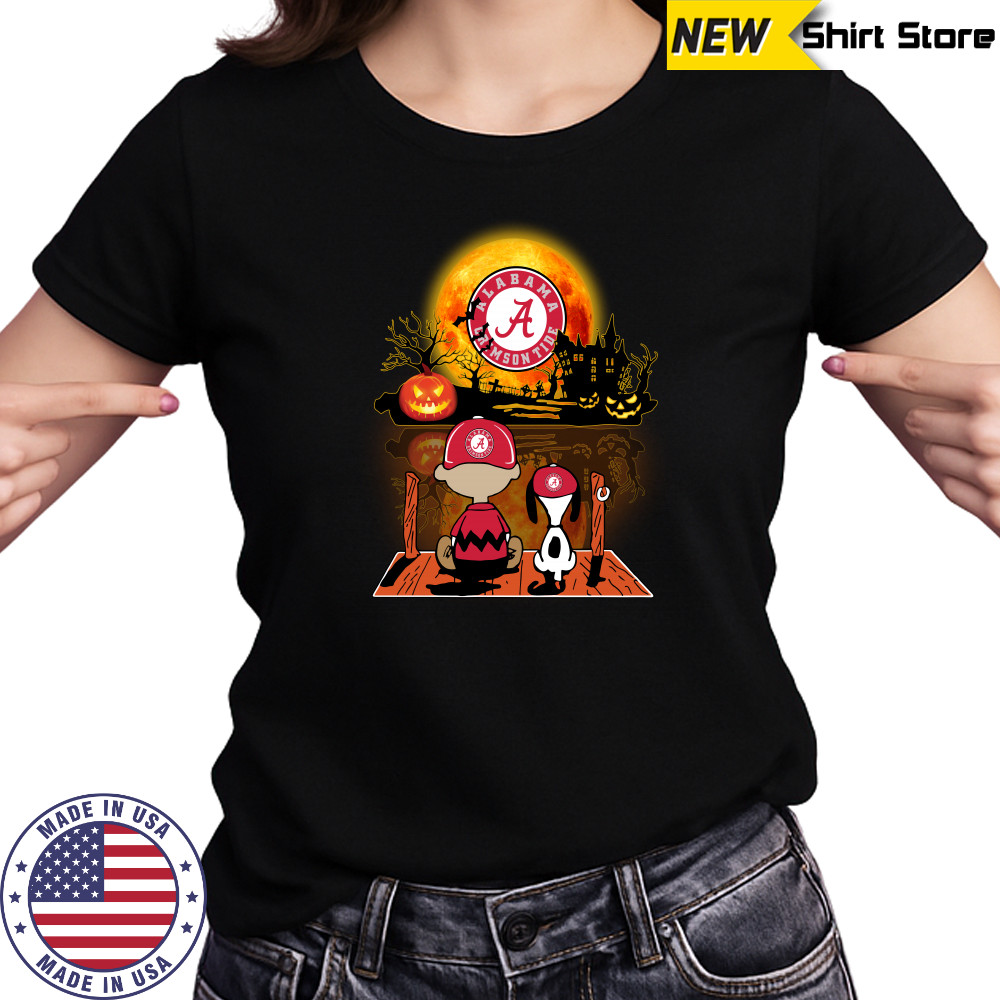 Snoopy and Charlie Brown Pumpkin Alabama Crimson Tide Halloween Moon shirt Women's T-shirt