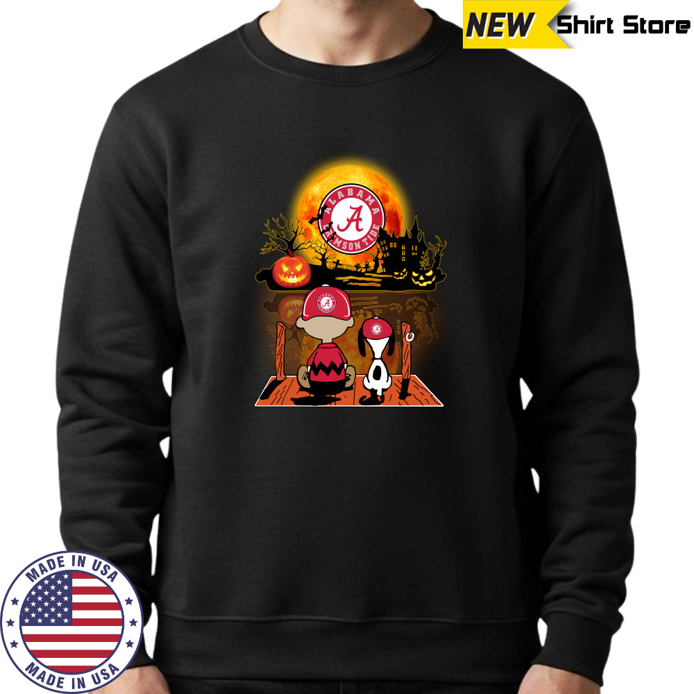 Snoopy and Charlie Brown Pumpkin Alabama Crimson Tide Halloween Moon shirt Sweatshirt