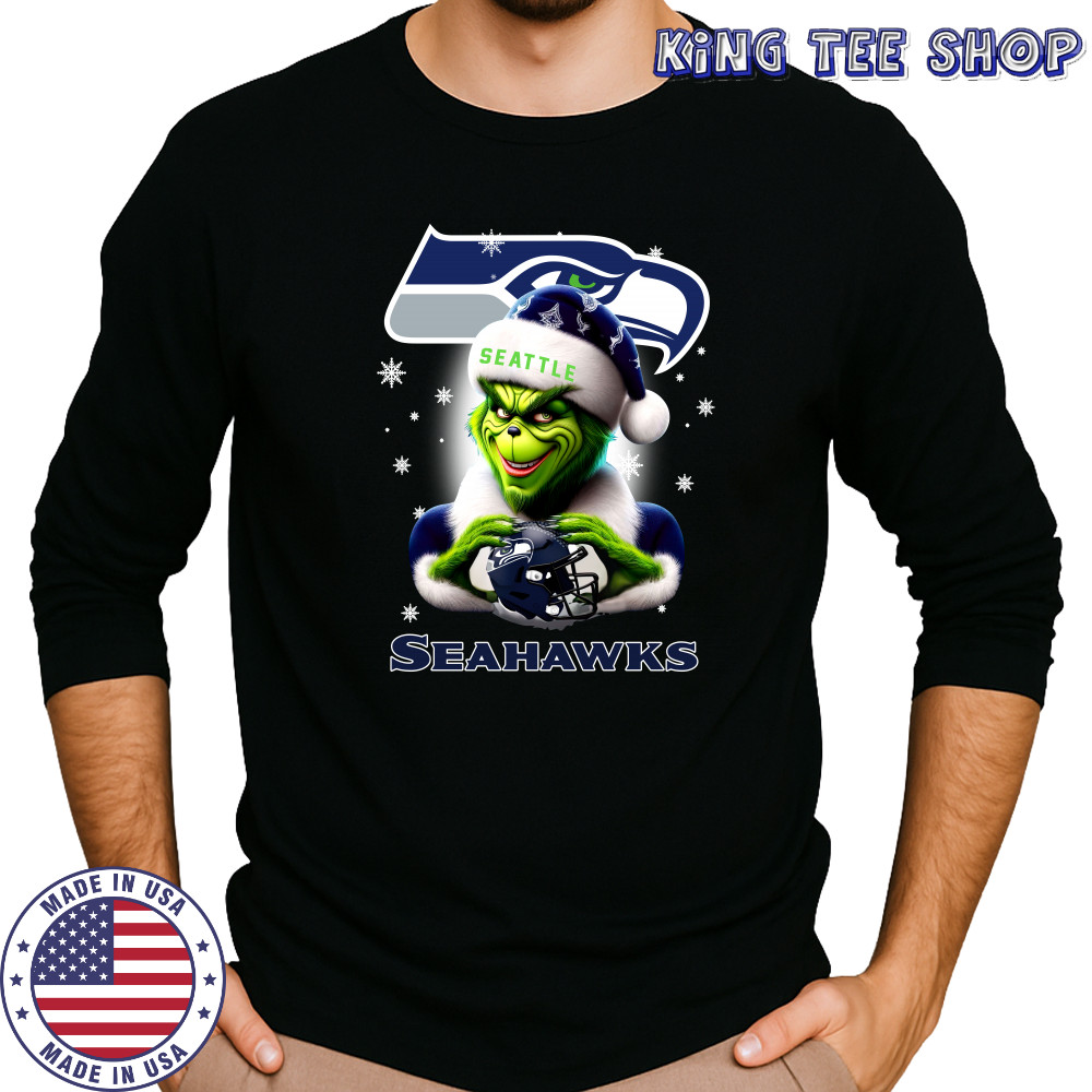 The Santa Grinch Love Seattle Seahawks Merry Christmas T-Shirts Long Sleeved