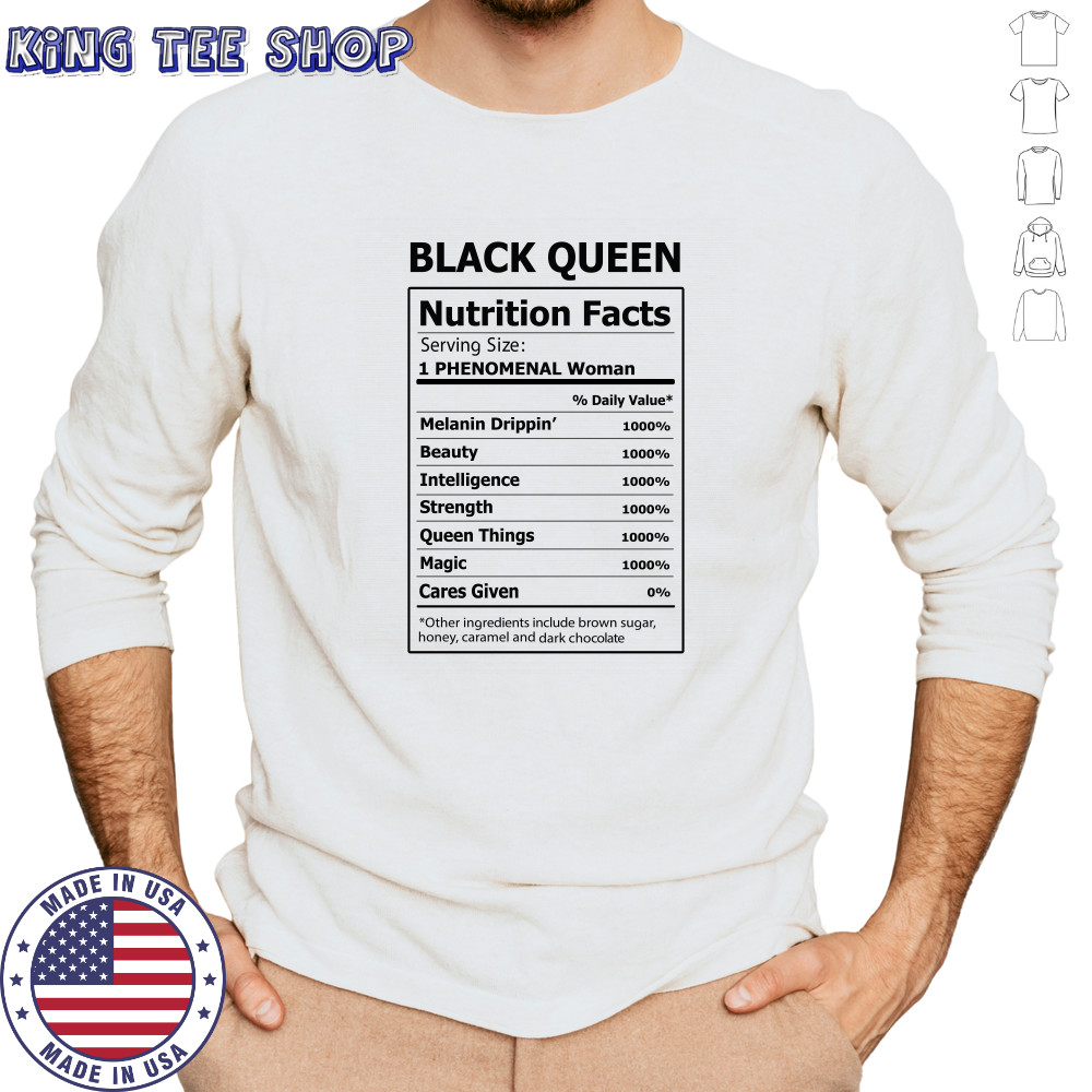 Black queen nutrition facts shirt Long Sleeved