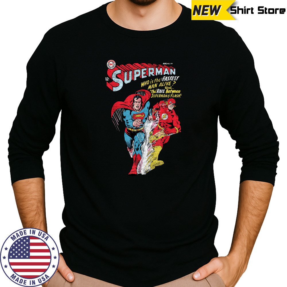 Justice League The Flash & Superman Fastest T Shirt Long Sleeved