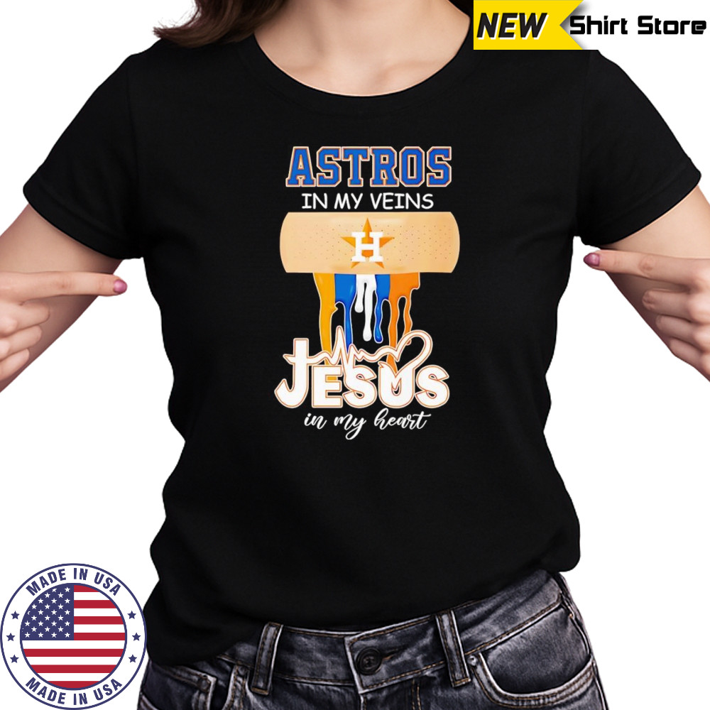 Astros in my veins Jesus in my heart shirt Women's T-shirt