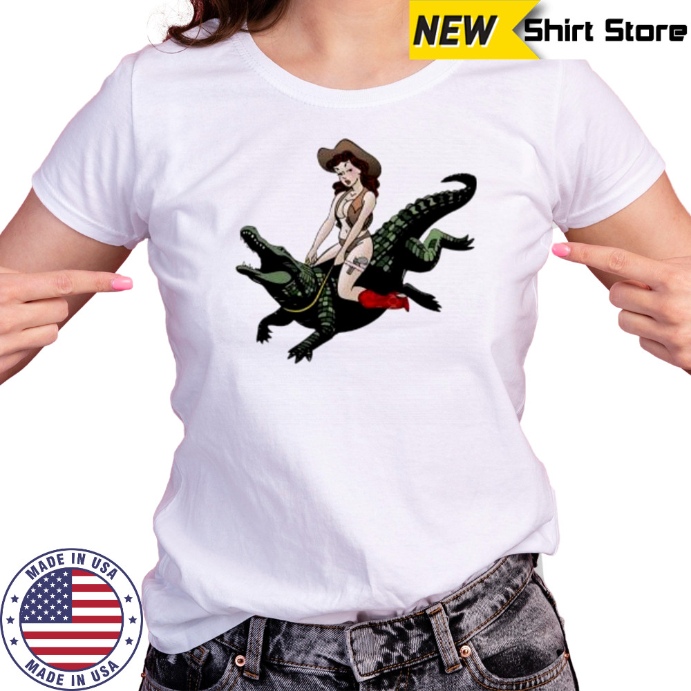 Cowgirl Riding an Alligator shirt Women's T-shirt