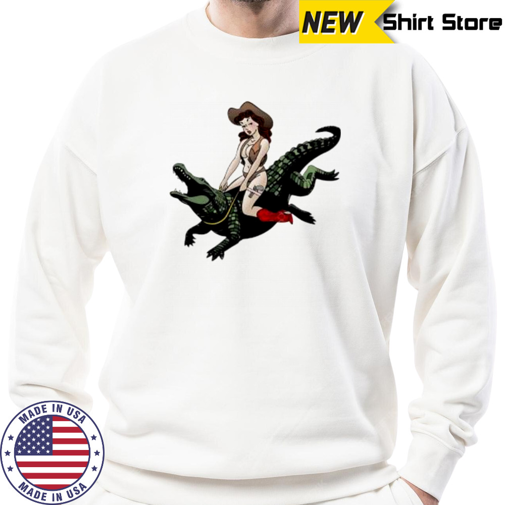 Cowgirl Riding an Alligator shirt Sweatshirt